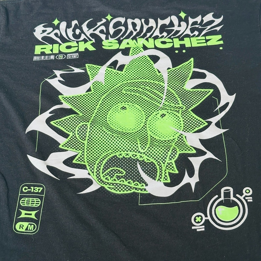 Adult Swim Rick & Morty Rick Sanchez Black T-Shirt Size Large L